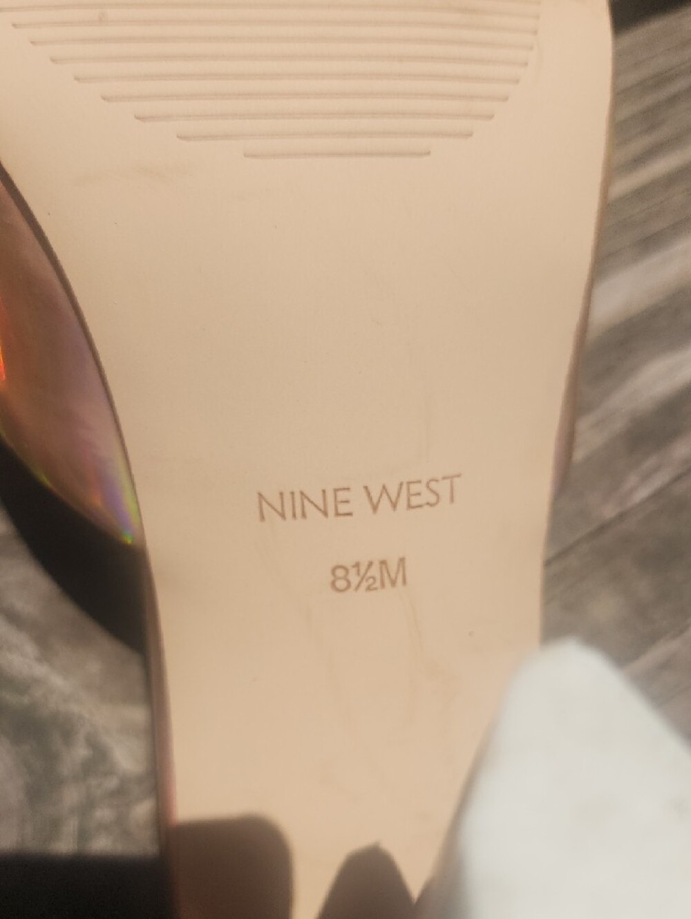 Nine West Yougo Iridescent Open-Toe Heeled Slide Sandals - Holographic 8.5 - Picture 4 of 11